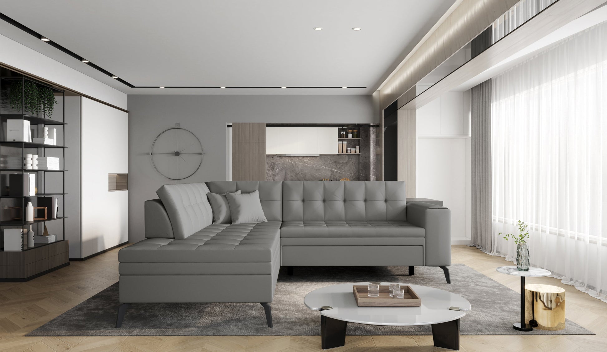 LANVIN Corner sofa bed in modern living room setting.