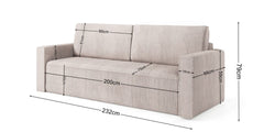MIMIR Sofa Bed with corduroy fabric, folding function, and large storage container.