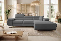 Luxurious NORBERG Corner Sofa Bed in boucle fabric, showcasing a stylish and versatile design, perfect for a sophisticated living space.