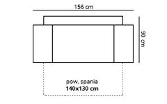 Diagram showing dimensions of the TOKYO Sofa Double, 156 cm wide by 90 cm deep, with sleeping area 140x130 cm.