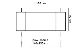 Diagram showing dimensions of the TOKYO Sofa Double, 156 cm wide by 90 cm deep, with sleeping area 140x130 cm.