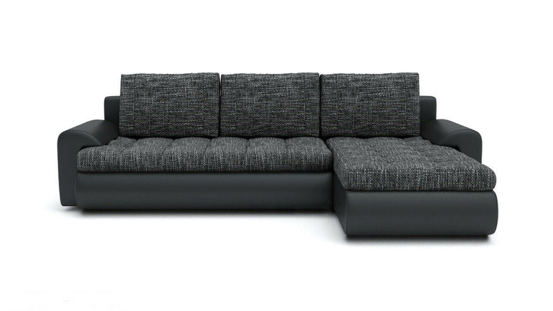 TOKYO Corner Sofa Bed with pull-out function, storage, and chrome legs in a modern living room setup.