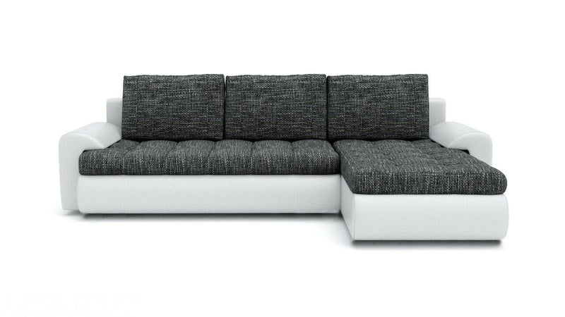 TOKYO Corner Sofa Bed with pull-out function and built-in storage, featuring high-quality upholstery and contemporary stitching.