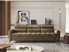 BJORN sofa bed in a modern living room setting with adjustable headrests and hydrophobic fabric.