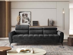 BJORN sofa bed in a modern living room setting with adjustable headrests and sleek design.