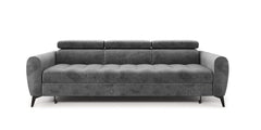 BJORN sofa bed in gray hydrophobic fabric with adjustable headrests and multifunctional design.